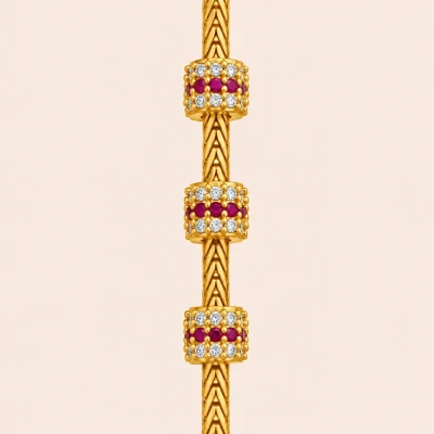 Ruby Crystal Mugappu Chain