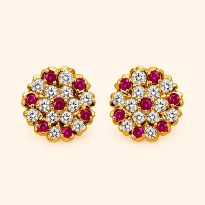 Impon Ruby Bloom Stud Earrings