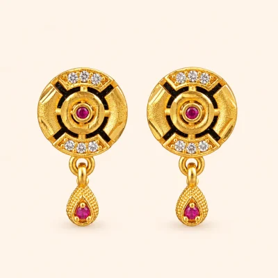 Ruby Halo Drop Earrings