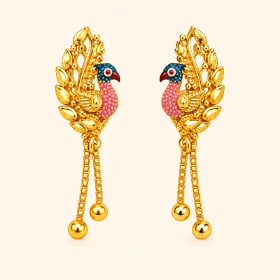 Peacock Floral Chain Drop Earrings