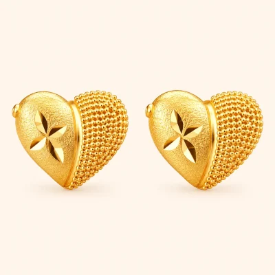 Heart Stud Gold Earrings