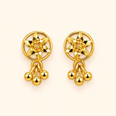 Floral Ball Drop Earrings