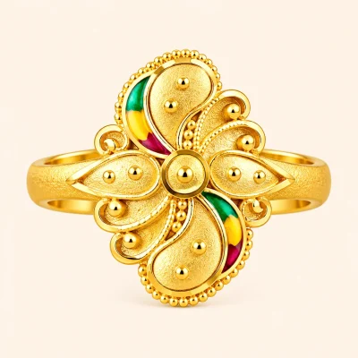 Royal Paisley Floral Ring