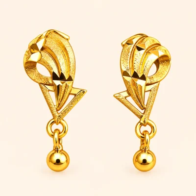 Golden Leaf Curve Drop Earring