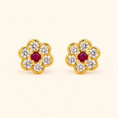 Ruby Bloom Earring
