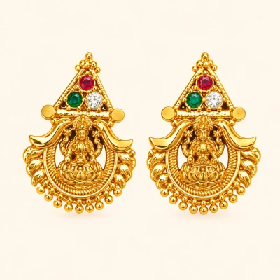 Lakshmi Devi Temple Design Earrings