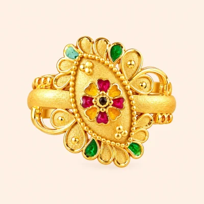 Floral Multicolor Stone Ring