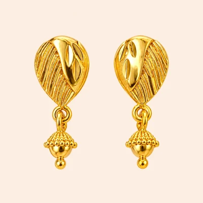 Leaf Pattern Jhumka Earrings