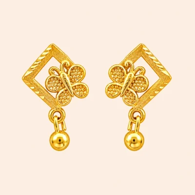 Golden Floral Drop Earrings