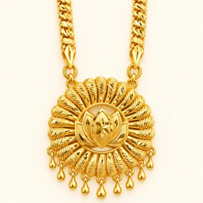 Floral Lotus Design Gold Chain