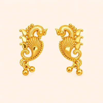 Peacock Paisley Drop Earrings