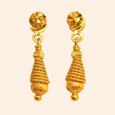 Gold Mesh Tassel Drop Earrings