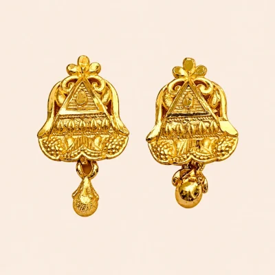 Traditional Gold Temple Bell Earrings
