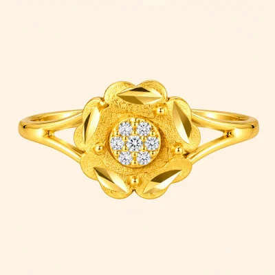 Golden Floral Stone Ring