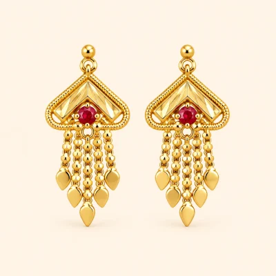 Royal Ruby Leaf Drop Earring
