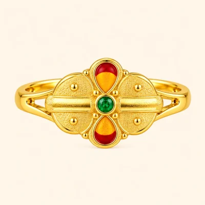 Royal Red Green Stone Ring