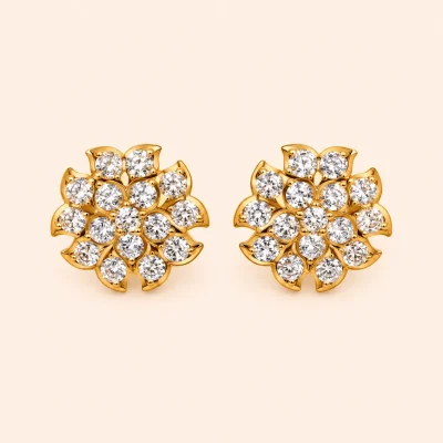 Impon Floral Diamond Stud Earrings