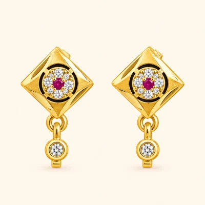 Royal Square Stone Drop Earrings