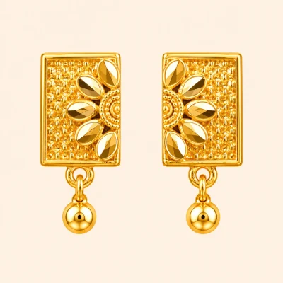 Floral Rectangle Drop Earrings