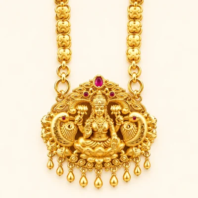 Lakshmi Peacock Pendant Gold Chain