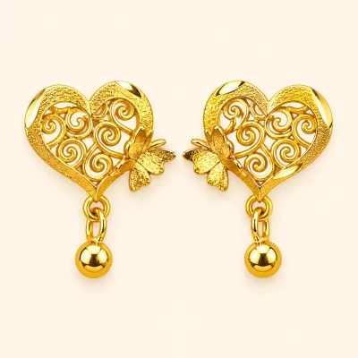 Heart Butterfly Drop Earrings